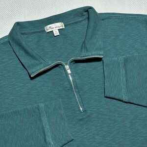 Peter Millar 1/4 Zip Sweater Mens Size XL Teal Green Cotton Knit Golf Casual